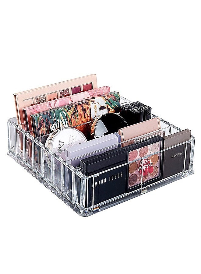 FAJ Acrylic Makeup Palette Organizer 8 Spaces Makeup Holder Organizer For Vanity Clear Cosmetics Makeup Organizer for Drawers - Image 1