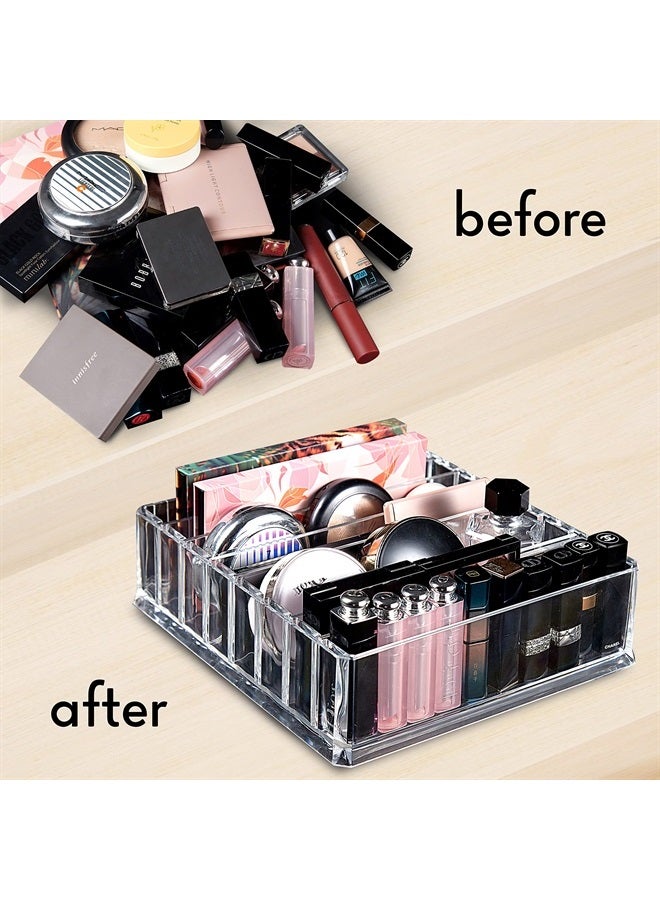FAJ Acrylic Makeup Palette Organizer 8 Spaces Makeup Holder Organizer For Vanity Clear Cosmetics Makeup Organizer for Drawers - Image 3