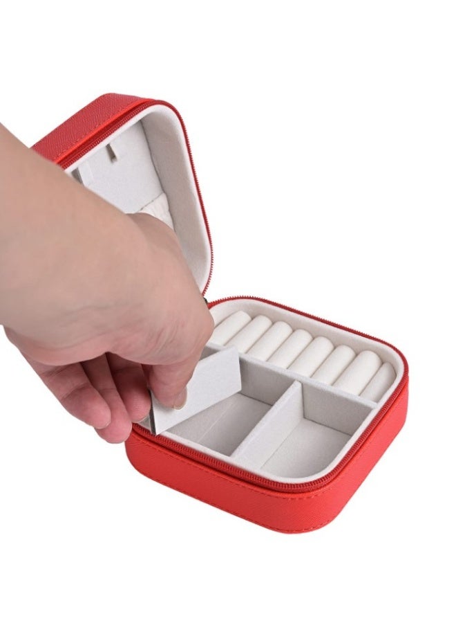 Small Leather Jewelry Box Easy Carry Jewelry Ring Organizer Gift Box for Girls Women - Jewelry Case Box Makeup Cosmetic Organizer for Women - Holder for Necklaces Earrings Bracelets Rings Accessories Organizer, Jewelry Box for Earrings Bracelets Rings Necklaces Storage Jewelry Box Organizer Jewelry Box Case for Accessories Makeup, Accessories Organizer Gold Silver Accessories Organizer - Small Travel Jewelry Box PU Leather Bag Organizer Portable Display for Women for Necklaces Earrings Rings Accessories  - Image 3