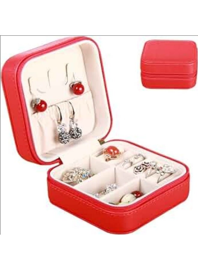 Small Leather Jewelry Box Easy Carry Jewelry Ring Organizer Gift Box for Girls Women - Jewelry Case Box Makeup Cosmetic Organizer for Women - Holder for Necklaces Earrings Bracelets Rings Accessories Organizer, Jewelry Box for Earrings Bracelets Rings Necklaces Storage Jewelry Box Organizer Jewelry Box Case for Accessories Makeup, Accessories Organizer Gold Silver Accessories Organizer - Small Travel Jewelry Box PU Leather Bag Organizer Portable Display for Women for Necklaces Earrings Rings Accessories  - Image 1