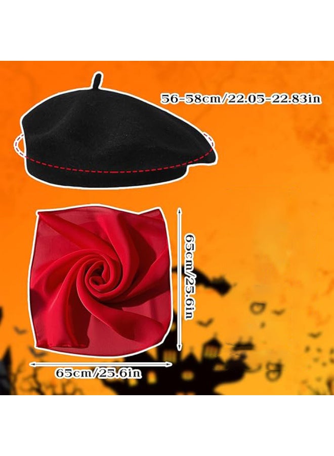 JOUDIYA 8 Pieces French Men's Set French Adult Unisex Fancy Dress Costume Accessories Set with Beret Moustache Scarf, Fancy Dress Costume Artist Mime Kit - Image 4