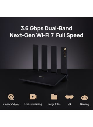 WiFi BE3 Pro 256MB+128MB Black, 3.6 Gbps Dual-Band, Wi-Fi 7, Faster Data Transfer, Smart Antenna Whole Home Coverage, 48% higher speed, Dual 2.5GE Ports with Parental control (53030DCQ) black - view 2