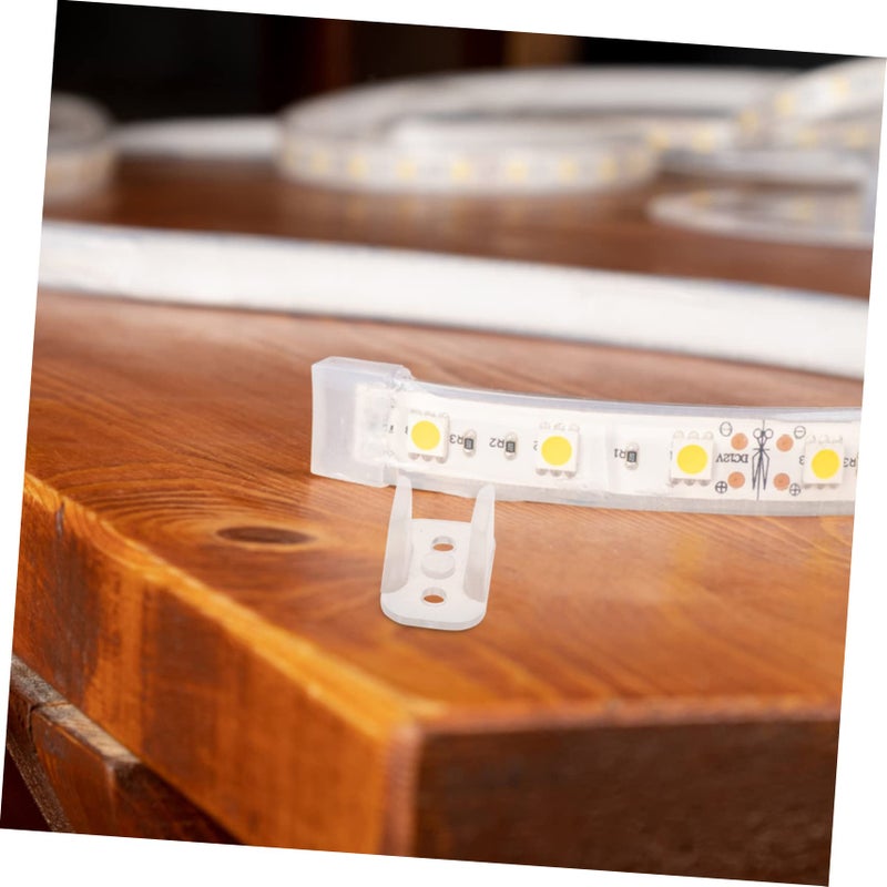 White 100Pcs LED Strip Mounting Bracket Clips Outdoor Use Spacing Fasteners Secure Installation - Image 3