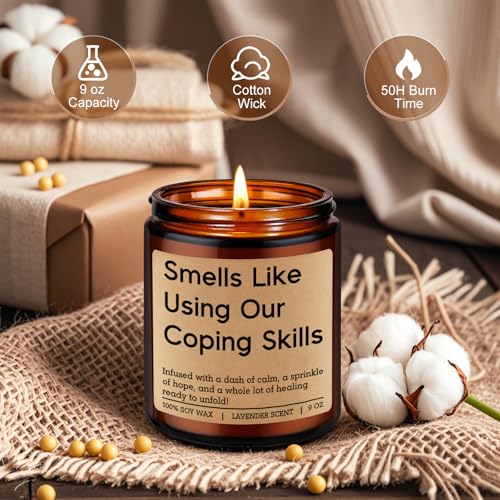 LEADO Funny Coping Skills Candle, Therapist Gifts - Mental Health, Graduation, Psychology, Appreciation Gifts for Therapist, Social Worker, School Counselor, Psychologist, Women - Therapy Office Decor - Image 3