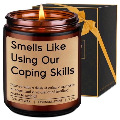 LEADO Funny Coping Skills Candle, Therapist Gifts - Mental Health, Graduation, Psychology, Appreciation Gifts for Therapist, Social Worker, School Counselor, Psychologist, Women - Therapy Office Decor - Image 1