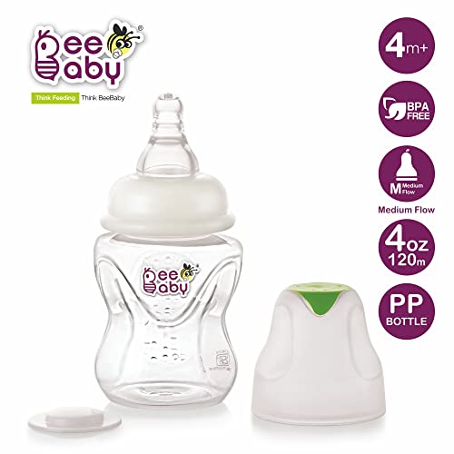 BeeBaby Comfort Regular/Slim Neck Baby Feeding Bottle with Anti-Colic Silicone Nipple. Infants, Toddlers, New Born. 100% BPA Free. (120 ML, Green, 1) - Image 4