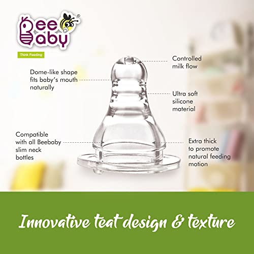 BeeBaby Comfort Regular/Slim Neck Baby Feeding Bottle with Anti-Colic Silicone Nipple. Infants, Toddlers, New Born. 100% BPA Free. (120 ML, Green, 1) - Image 2
