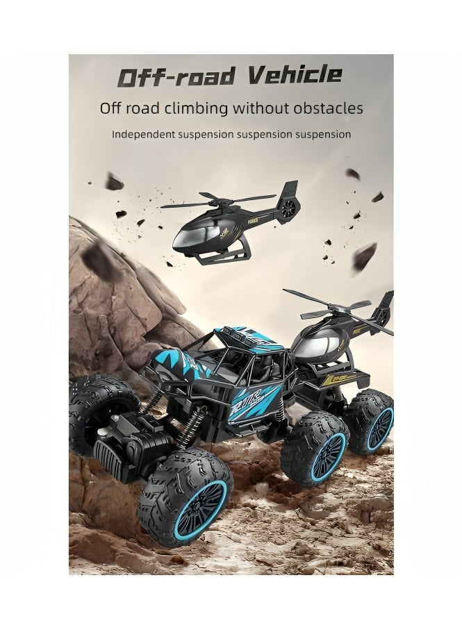 Super Large 2.4G Six-Wheel High-Speed Off-Road RC Car with Helicopter – Electric Remote Control Drift Car for Kids - Image 3