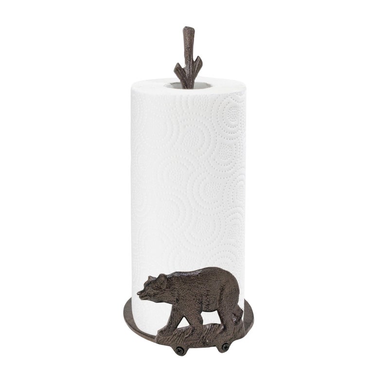 Standing Bear Design Paper Towel Holder Freestanding Cast Iron Stand for Kitchen Lodge Dcor Rustic Animal Paper Towel Holder Great Gift for Wildlife Cabin Lovers