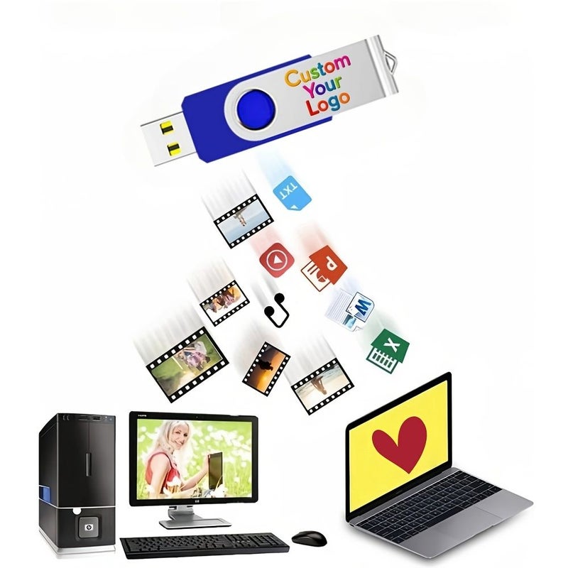5 قطع فلاشة USB أرجوانية مخصصة بسعة 16 جيجابايت مطبوع عليها شعار شخصي ملون، هدية لشركات التصوير والحفلات وأعياد الميلاد والمهرجانات - Image 5