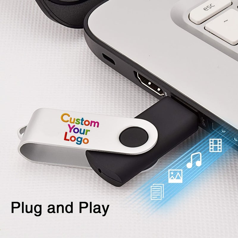 5 قطع فلاشة USB أرجوانية مخصصة بسعة 16 جيجابايت مطبوع عليها شعار شخصي ملون، هدية لشركات التصوير والحفلات وأعياد الميلاد والمهرجانات - Image 4