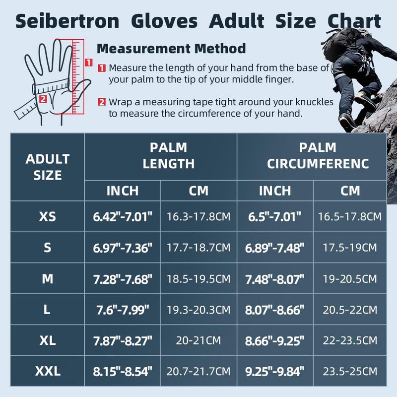 Seibertron Full Finger Padded Palm Lightweight Breathable Climbing Rope Gloves for Climbers, Rock Climbing, Rescue, Adventure, Sailing, Kayaking, Outdoor Sports Black S - Image 2