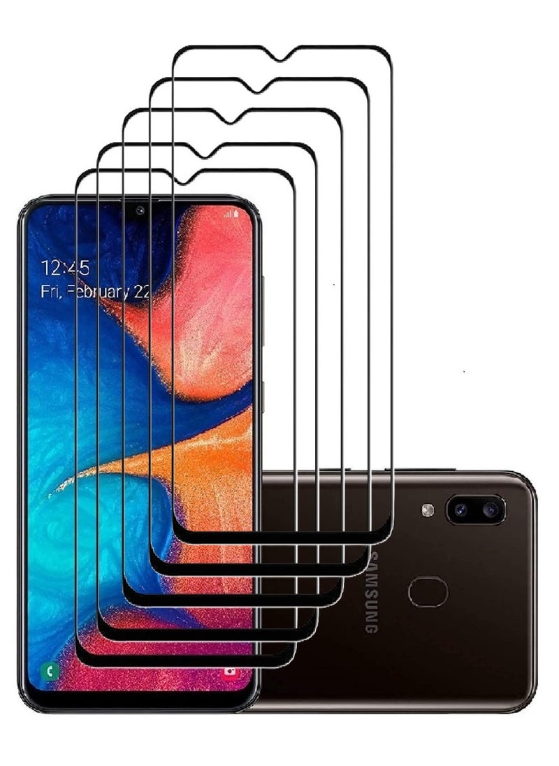 AINA 5 Pieces Tempered Glass Screen Protector 5D Designed For Samsung Galaxy A20 Full Glue Edge to Edge Full Screen Coverage And Bubble Free - Image 1