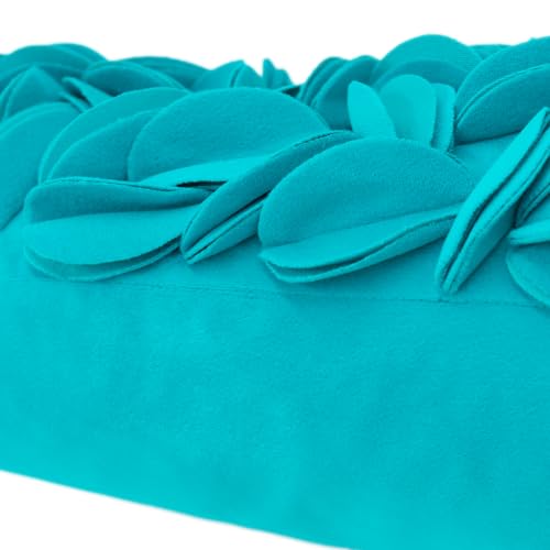 KINGROSE 3D Flower Pillow Case Handmade Decorative Throw Pillow Cover Solid Rectangular Cushion Cover for Sofa Couch Bed Living Room 12 x 20 Inches Wool Dark Cyan - Image 4