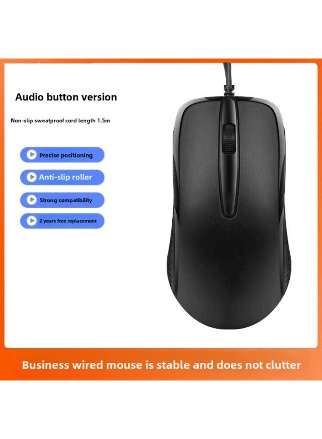 Mouse Wired USB Mute Silent Office Desktop Laptop Business USB Gaming Universal Wheel Photoelectric-Color:Black [m2 Ultimate Edition] Audio 3-button/1.5m Cord Length - Image 1