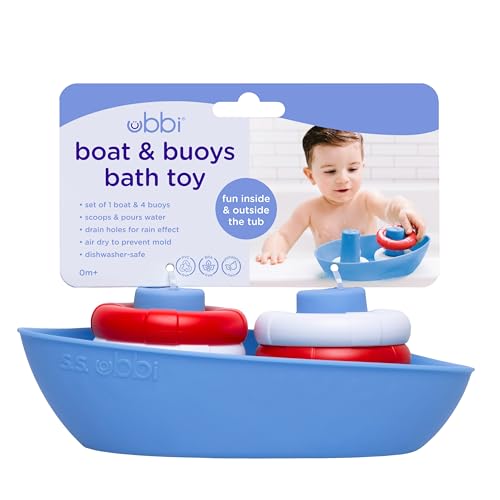 Ubbi Boat & Buoys Bath Toys, Includes 1 Boat and 4 Buoys, Bath Time Toys for Toddlers - Image 3