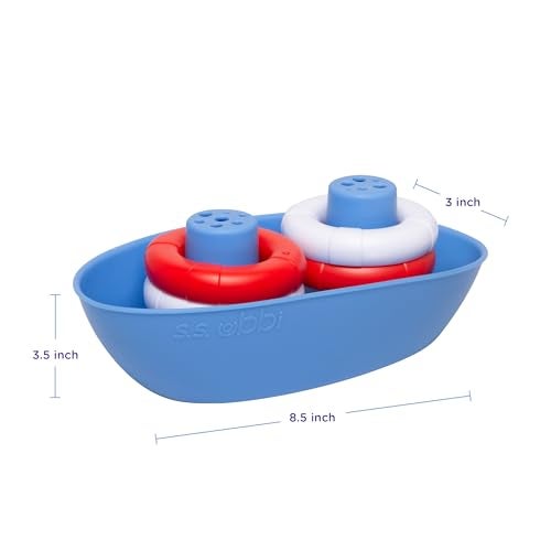 Ubbi Boat & Buoys Bath Toys, Includes 1 Boat and 4 Buoys, Bath Time Toys for Toddlers - Image 2