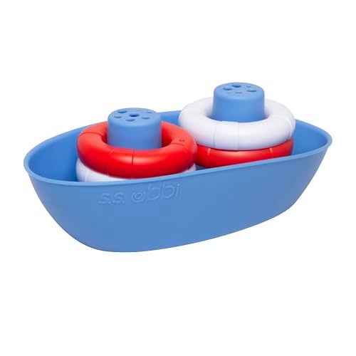 Ubbi Boat & Buoys Bath Toys, Includes 1 Boat and 4 Buoys, Bath Time Toys for Toddlers - Image 1