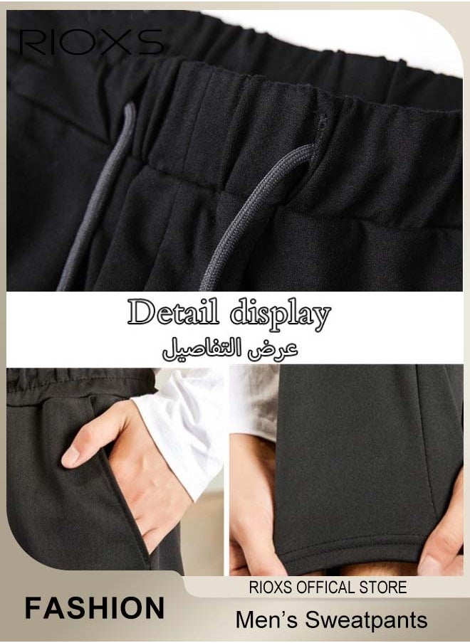 RIOXS Men's Sports Pants, Casual Drawstring Sweatpants, Comfortable Loose Joggers with Side Pockets, Jogging Tracksuit Bottoms, Suitable for Outdoor Activities and Daily Leisure  - Image 4