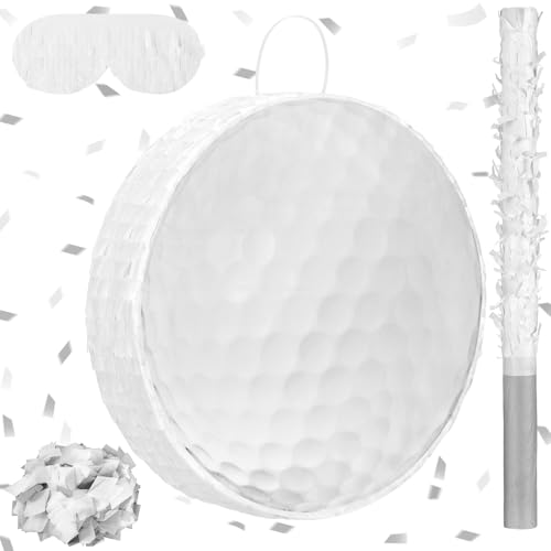 Seenelling Golf Ball Piata with Blindfold Stick and Confetti Birthday Piata Sports Golf Birthday Party Decoration for Sports Theme Party Favors - Image 1