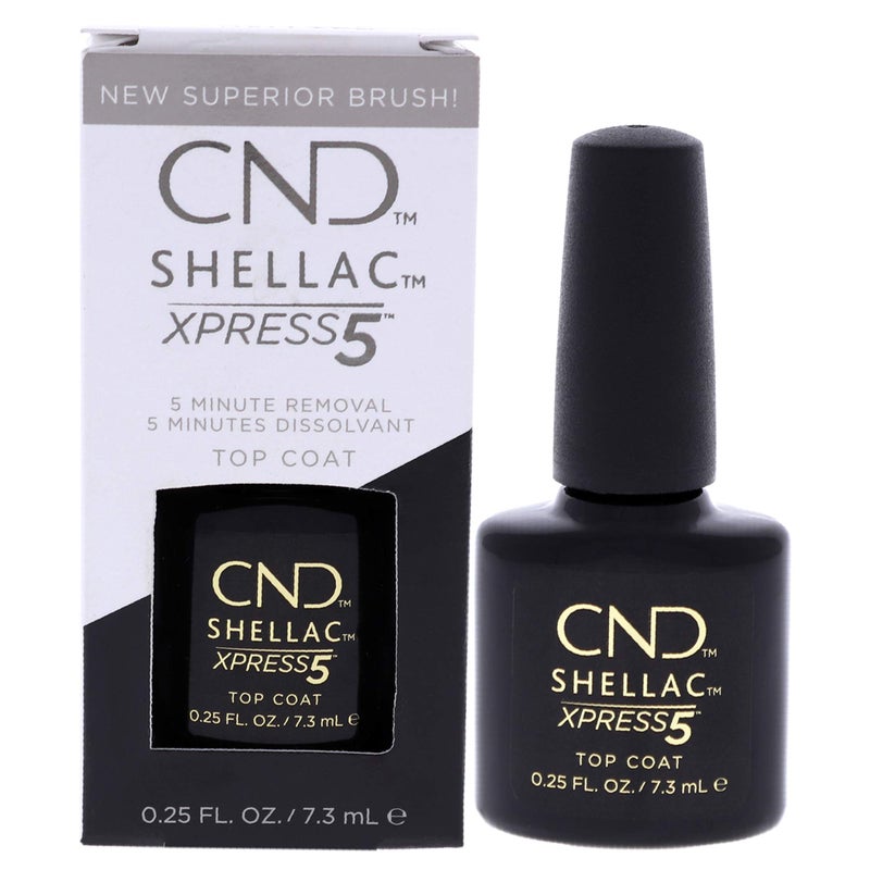 CND Shellac Gel Nail Polish XPRESS5 Top Coat, Crystal Shine Scratch Resistant Final Step Protective Longwear with No Nail Damage, 0.25 fl oz - Image 1