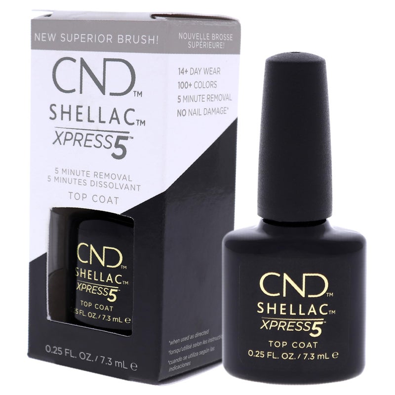 CND Shellac Gel Nail Polish XPRESS5 Top Coat, Crystal Shine Scratch Resistant Final Step Protective Longwear with No Nail Damage, 0.25 fl oz - Image 4