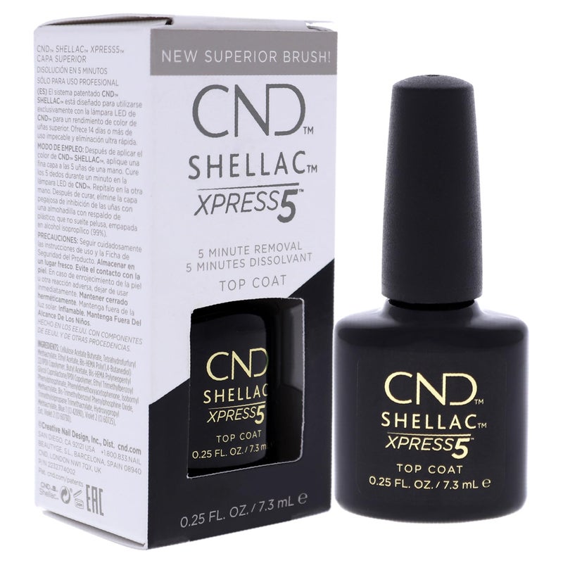 CND Shellac Gel Nail Polish XPRESS5 Top Coat, Crystal Shine Scratch Resistant Final Step Protective Longwear with No Nail Damage, 0.25 fl oz - Image 3