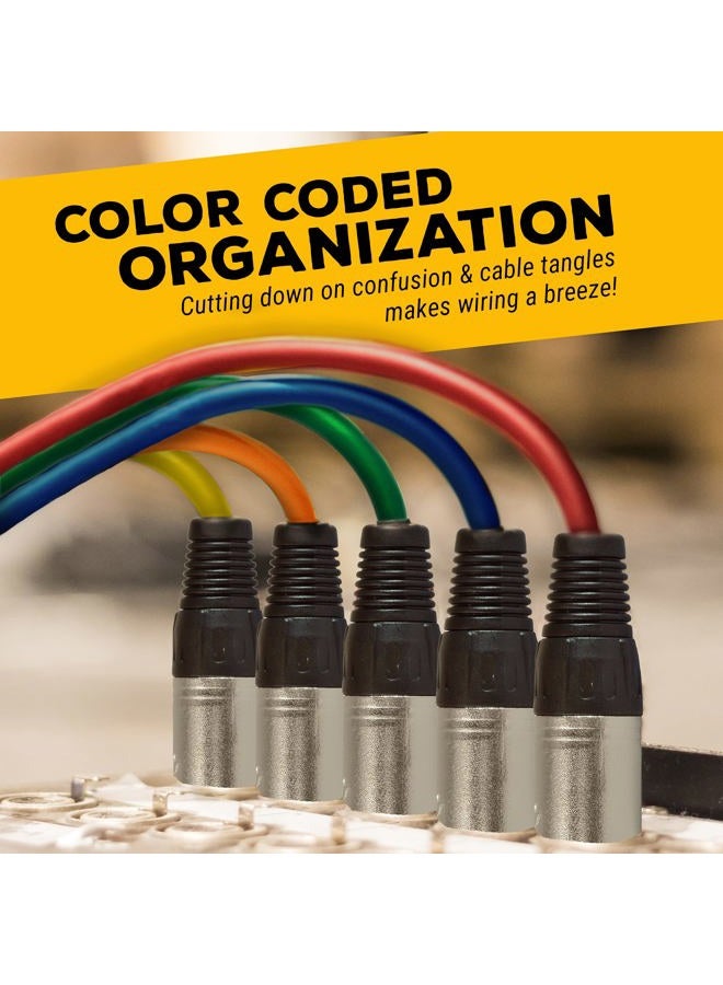 GLS Audio 25ft Mic Cable Cords - XLR Male to XLR Female Colored Cables - 25' Balanced Mike Cord - 6 Pack - Image 2