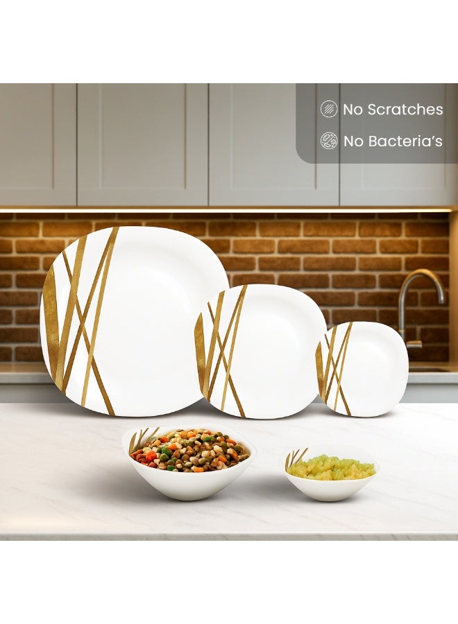 La Opala Golden Shades 20 Pcs Dinner Set – Microwave & Dishwasher Safe Plates – Lightweight, BPA-Free & Eco-Friendly Wheat Straw Fibre – Minimalist Dinnerware - Image 5