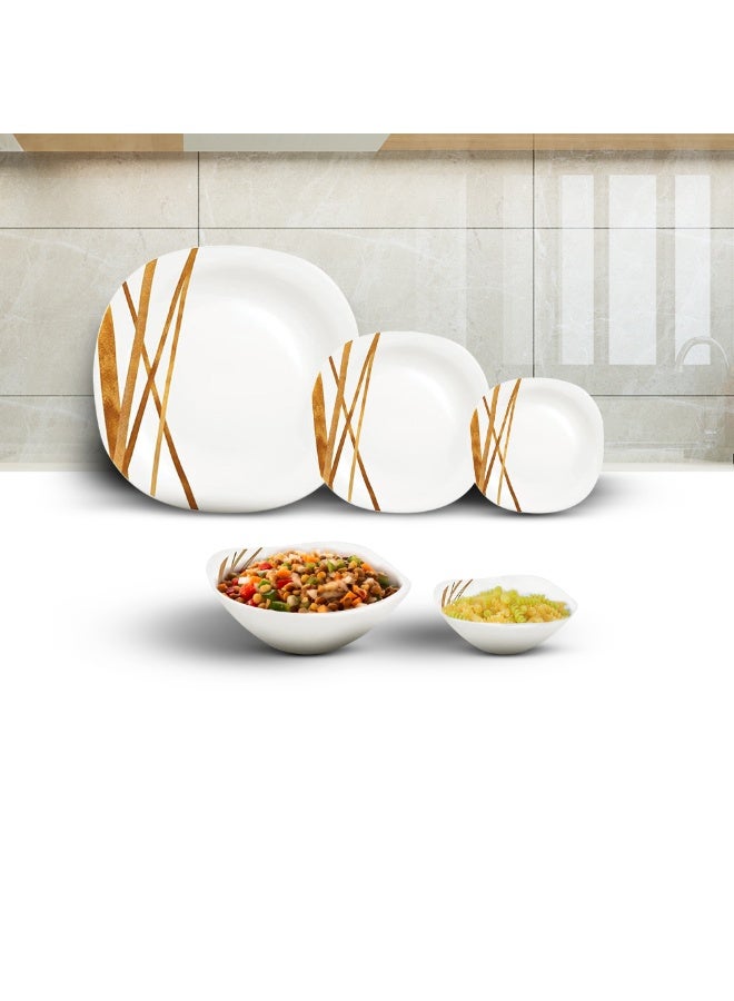 La Opala Golden Shades 20 Pcs Dinner Set – Microwave & Dishwasher Safe Plates – Lightweight, BPA-Free & Eco-Friendly Wheat Straw Fibre – Minimalist Dinnerware - Image 4