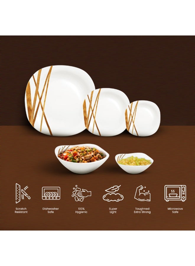 La Opala Golden Shades 20 Pcs Dinner Set – Microwave & Dishwasher Safe Plates – Lightweight, BPA-Free & Eco-Friendly Wheat Straw Fibre – Minimalist Dinnerware - Image 3