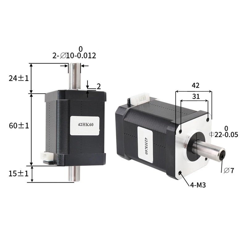 محرك خطوي Nema17 42 مجوف ثنائي المحور 1.7A 70N CM 42HK60 لطابعة ثلاثية الأبعاد وجهاز عرض - Image 4