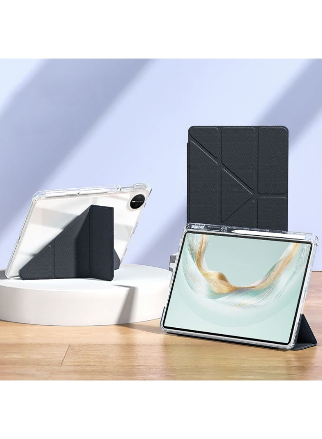 general Case Compatible with Huawei MatePad Pro 12.2 inch 2025, Transparent Acrylic Backplate Protective Case with Pen Slot, Shockproof Y-Fold Stand, Auto Sleep Function