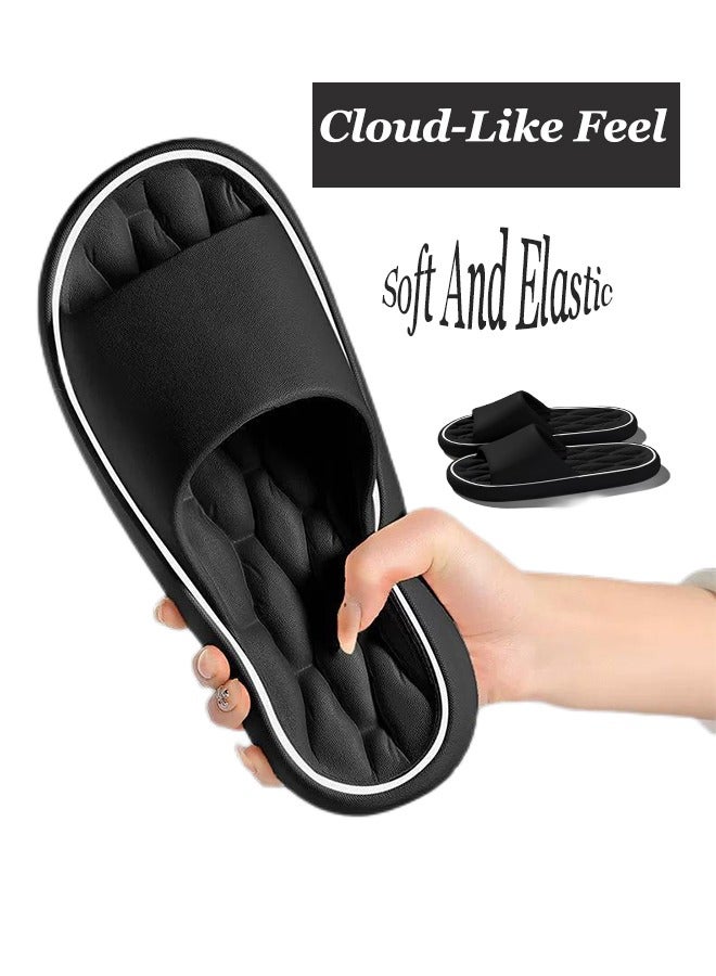 EVA Non-Slip Thick-Soled Slippers - Non-Slip Bubble Slippers - Soft Thick-Soled Slippers - Unisex - Size 40-41 (Foot Length 260MM) - Breathable And Comfortable, A Must-Have At Home Black  - Image 1