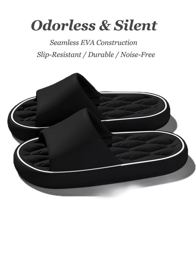 EVA Non-Slip Thick-Soled Slippers - Non-Slip Bubble Slippers - Soft Thick-Soled Slippers - Unisex - Size 40-41 (Foot Length 260MM) - Breathable And Comfortable, A Must-Have At Home Black  - Image 3