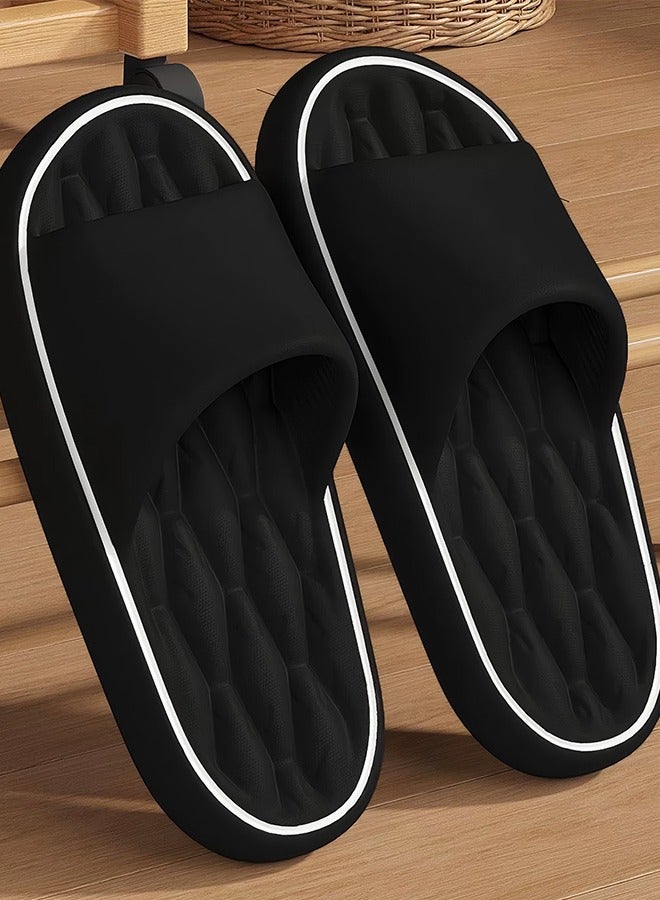 EVA Non-Slip Thick-Soled Slippers - Non-Slip Bubble Slippers - Soft Thick-Soled Slippers - Unisex - Size 40-41 (Foot Length 260MM) - Breathable And Comfortable, A Must-Have At Home Black  - Image 4