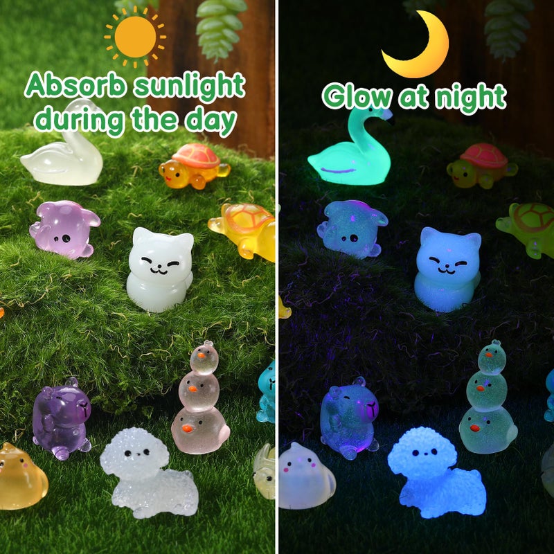 Hoemwarm 100 Pcs Luminous Mini Resin Animals Mini Animals Figures Bulk Glow in The Dark Miniature Figurines for Dollhouse Accessories Garden Aquarium Decoration - Image 3