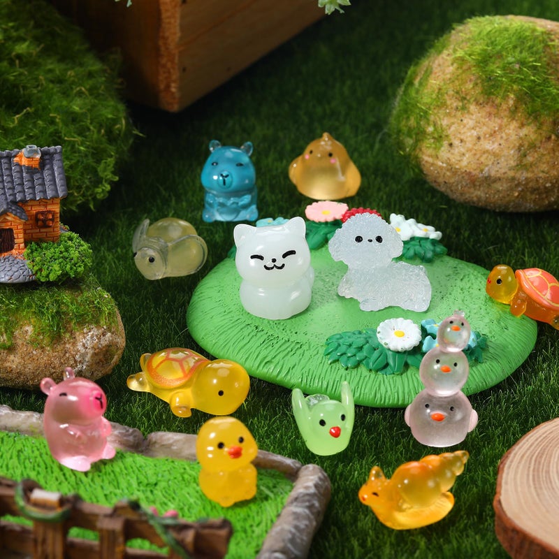 Hoemwarm 100 Pcs Luminous Mini Resin Animals Mini Animals Figures Bulk Glow in The Dark Miniature Figurines for Dollhouse Accessories Garden Aquarium Decoration - Image 4