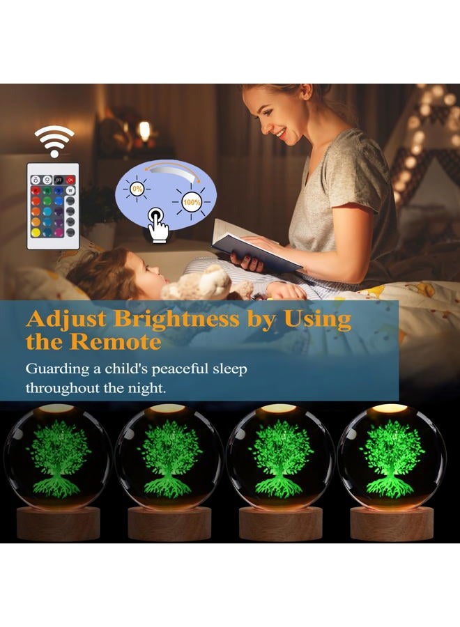 Posshe Tree of Life Crystal Night Light, Tree of Life Gifts, K9 3.15 Inch(80mm) Crystal Ball Night Light with 16 Colors Remote Upgraded Lamp for Birthday Xmas Plant Sphere for Room Decor Boys Girls - Image 4
