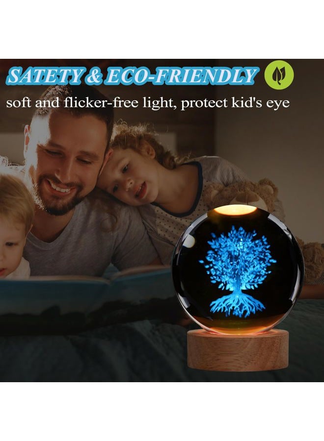 Posshe Tree of Life Crystal Night Light, Tree of Life Gifts, K9 3.15 Inch(80mm) Crystal Ball Night Light with 16 Colors Remote Upgraded Lamp for Birthday Xmas Plant Sphere for Room Decor Boys Girls - Image 5