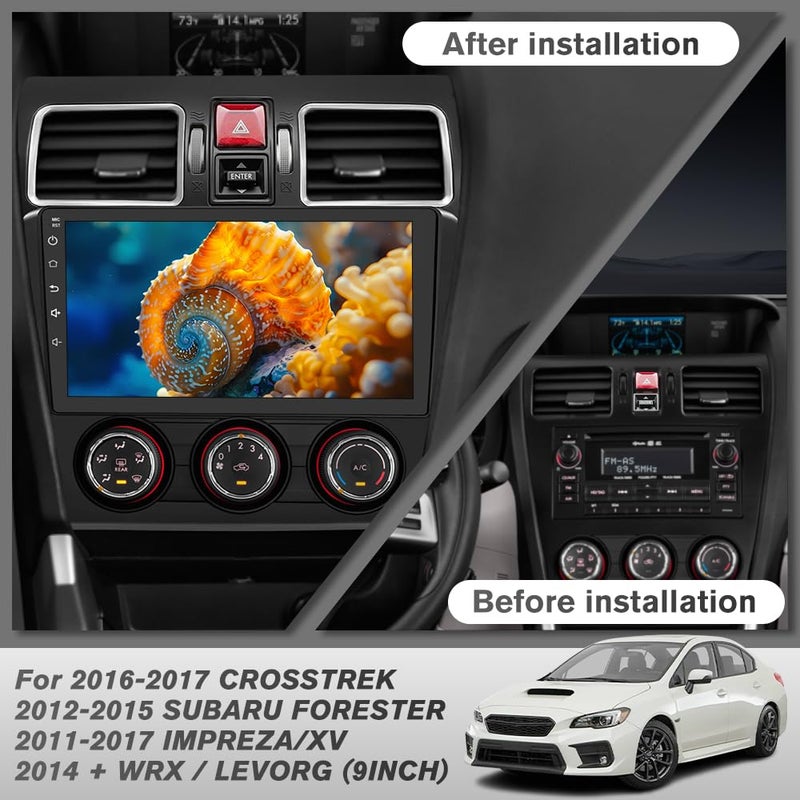 AWESAFE Android 13 Car Radio Stereo for Subaru Forester WRX Impreza 2015-2018 Suitable for Harman Kardon Systems 4G RAM 64G ROM 9" Head Unit with Carplay/Android Auto Bluetooth GPS FM - Image 2