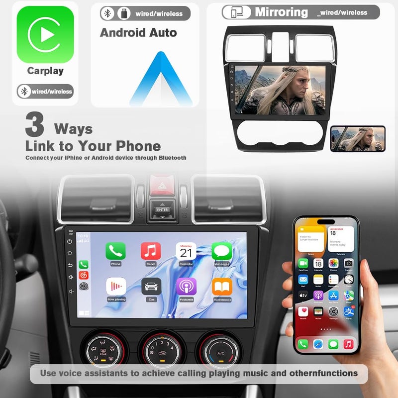 AWESAFE Android 13 Car Radio Stereo for Subaru Forester WRX Impreza 2015-2018 Suitable for Harman Kardon Systems 4G RAM 64G ROM 9" Head Unit with Carplay/Android Auto Bluetooth GPS FM - Image 4