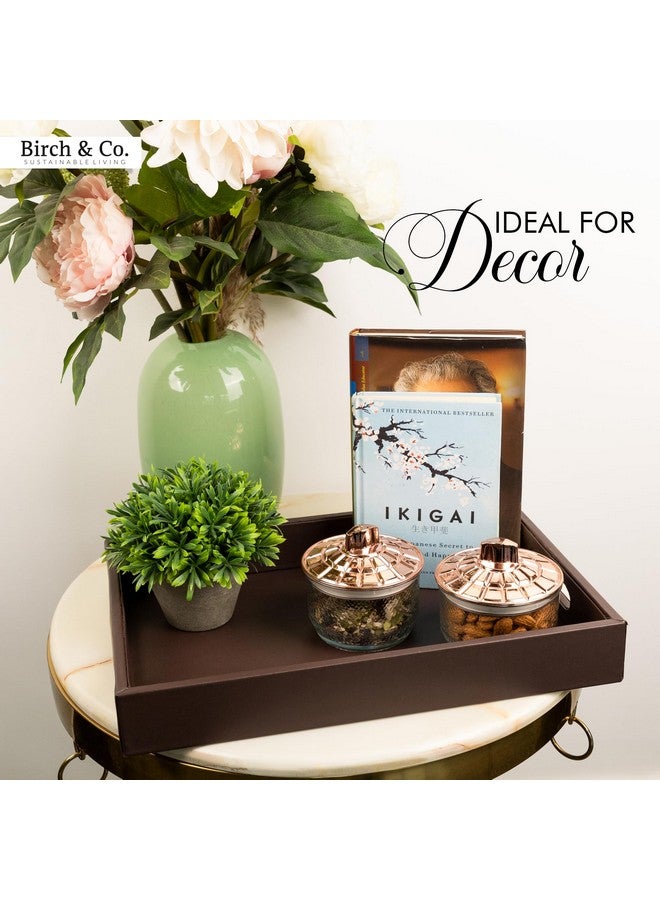 Birch & Co. صينية خشبية من بيرش وشركاه - 10 بوصة × 15 بوصة - صينية دائرية للتقديم - مجموعة صواني للديكور - صواني شاي - صينية قهوة كبيرة - صينية MDF فاخرة - صواني تقديم خشبية - صينية ريزين، بني - Image 5