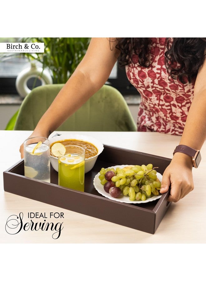 Birch & Co. صينية خشبية من بيرش وشركاه - 10 بوصة × 15 بوصة - صينية دائرية للتقديم - مجموعة صواني للديكور - صواني شاي - صينية قهوة كبيرة - صينية MDF فاخرة - صواني تقديم خشبية - صينية ريزين، بني - Image 3