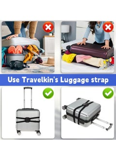 Generic Luggage Straps for Suitcases TSA Approved, Luggage Bag Bungee for Large Luggage, Adjustable Size Travel Elastic Suitcase Strap Belt, Airport Travel Accessories with Buckles for Baggage Handbag  - Image 4