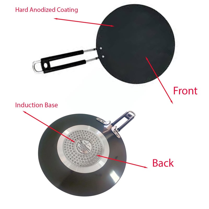 DBY Roti Pan Nonstick Coating Crepe Pan Griddle Pancake Tortilla Flat Frying Pan Hard Anodized Cookware Induction Base Roti Tawa Naan Chapati Tava Diameter 10 Inch - Image 4