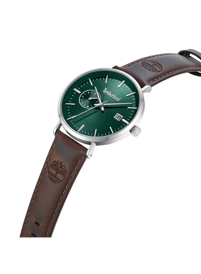 تمبرلاند Rangeley Green Dial Leather Strap Multifunction Watch for Men, 42mm