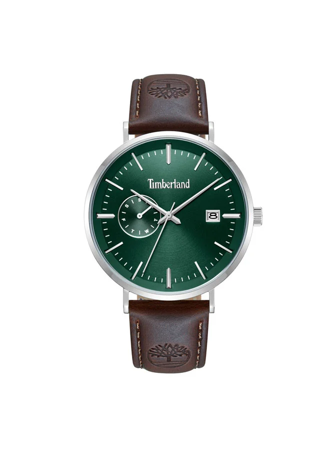 Rangeley Green Dial Leather Strap Multifunction Watch for Men, 42mm