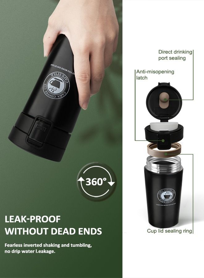 HomarKet Travel Coffee Mug with Splash Proof Sliding Lid, Double Wall Stainless Steel Vacuum Insulated Coffee Mug for Home and Office, Keep Beverages Hot or Cold  - Image 2