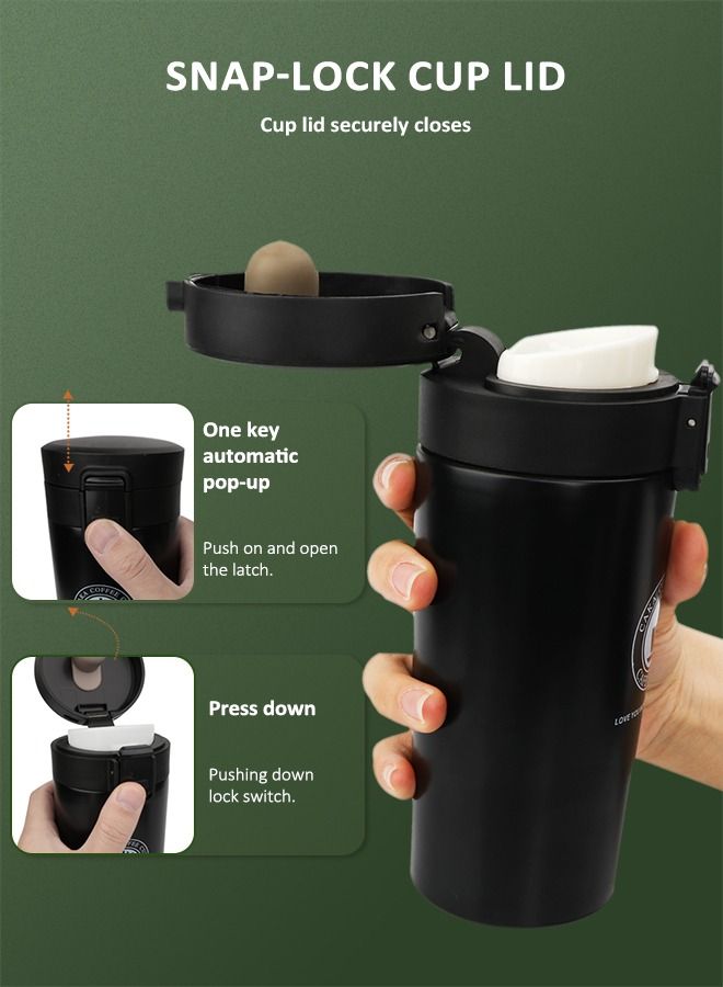 HomarKet Travel Coffee Mug with Splash Proof Sliding Lid, Double Wall Stainless Steel Vacuum Insulated Coffee Mug for Home and Office, Keep Beverages Hot or Cold  - Image 3